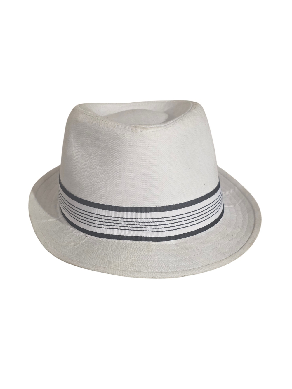 George White Fedora with Gray Striped Band